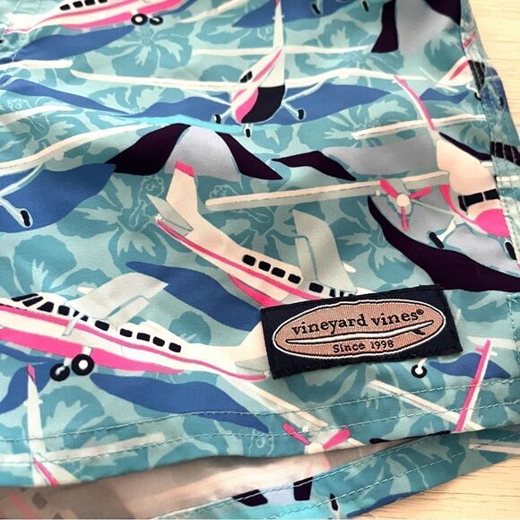 Vineyard Vines Boys Chappy Airplane Print Swim Trunks With Stretch in Jake Blue - Picture 3 of 12